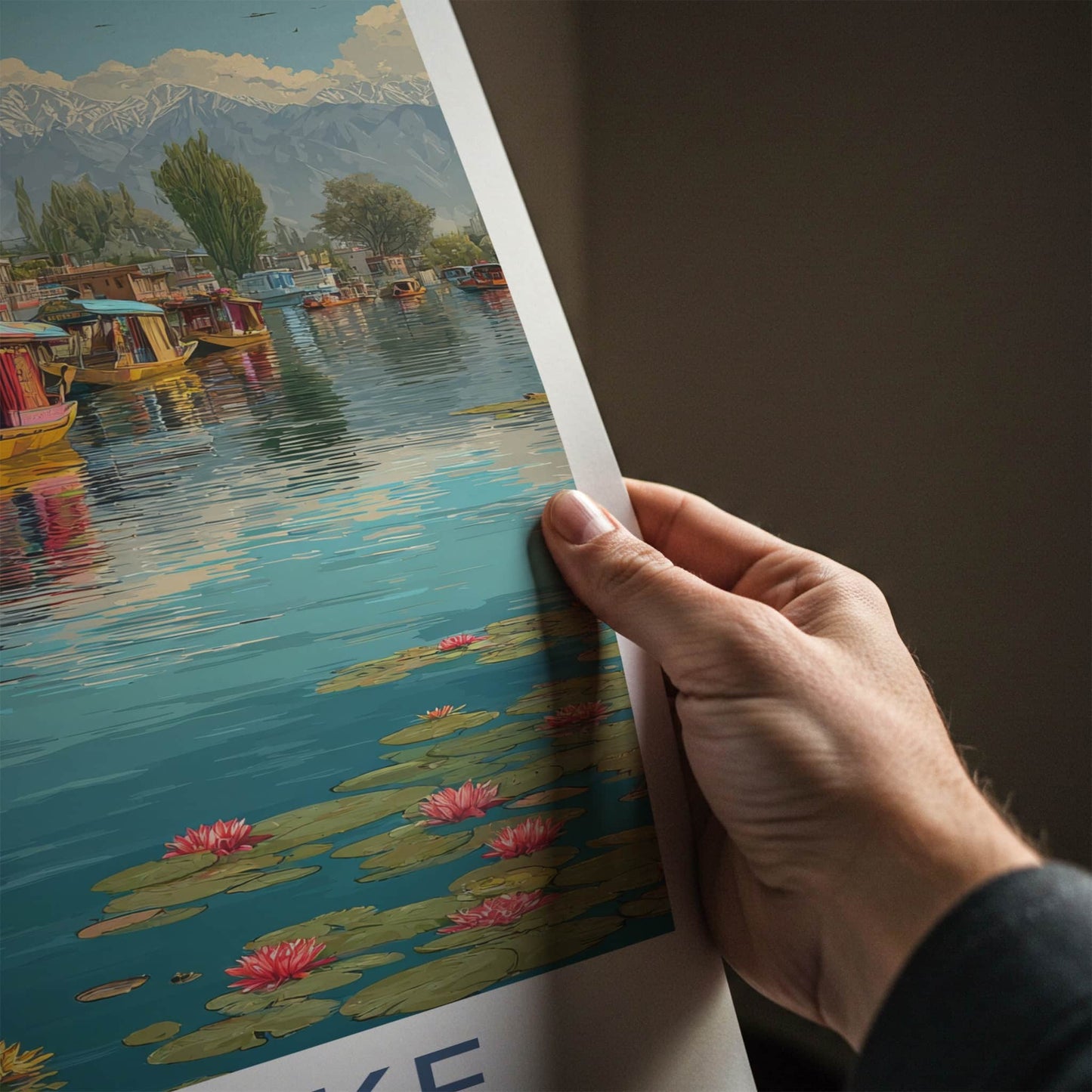 Dal Lake Poster - India Lake Mountains Art