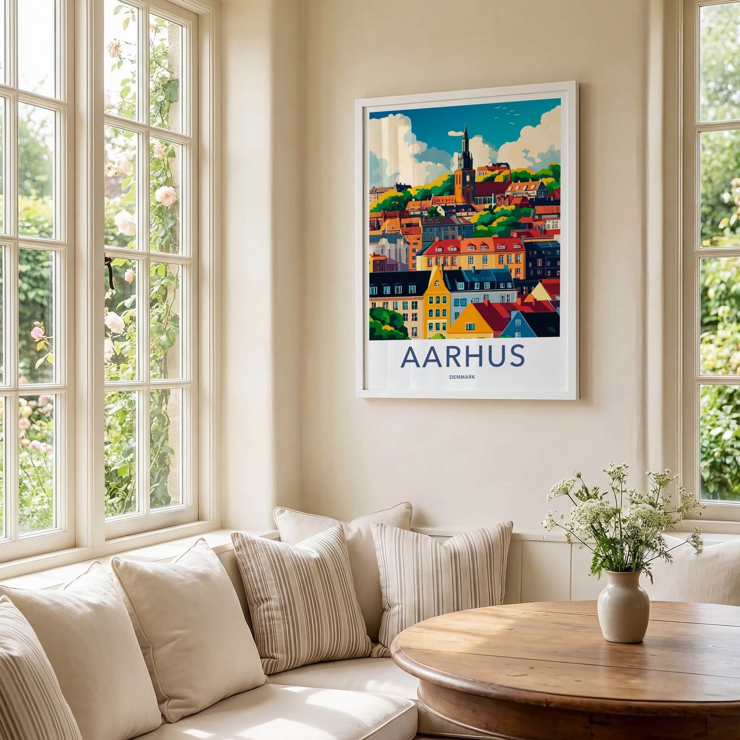 Aarhus Poster - Denmark Travel Art - Colorful city scene Home Decor