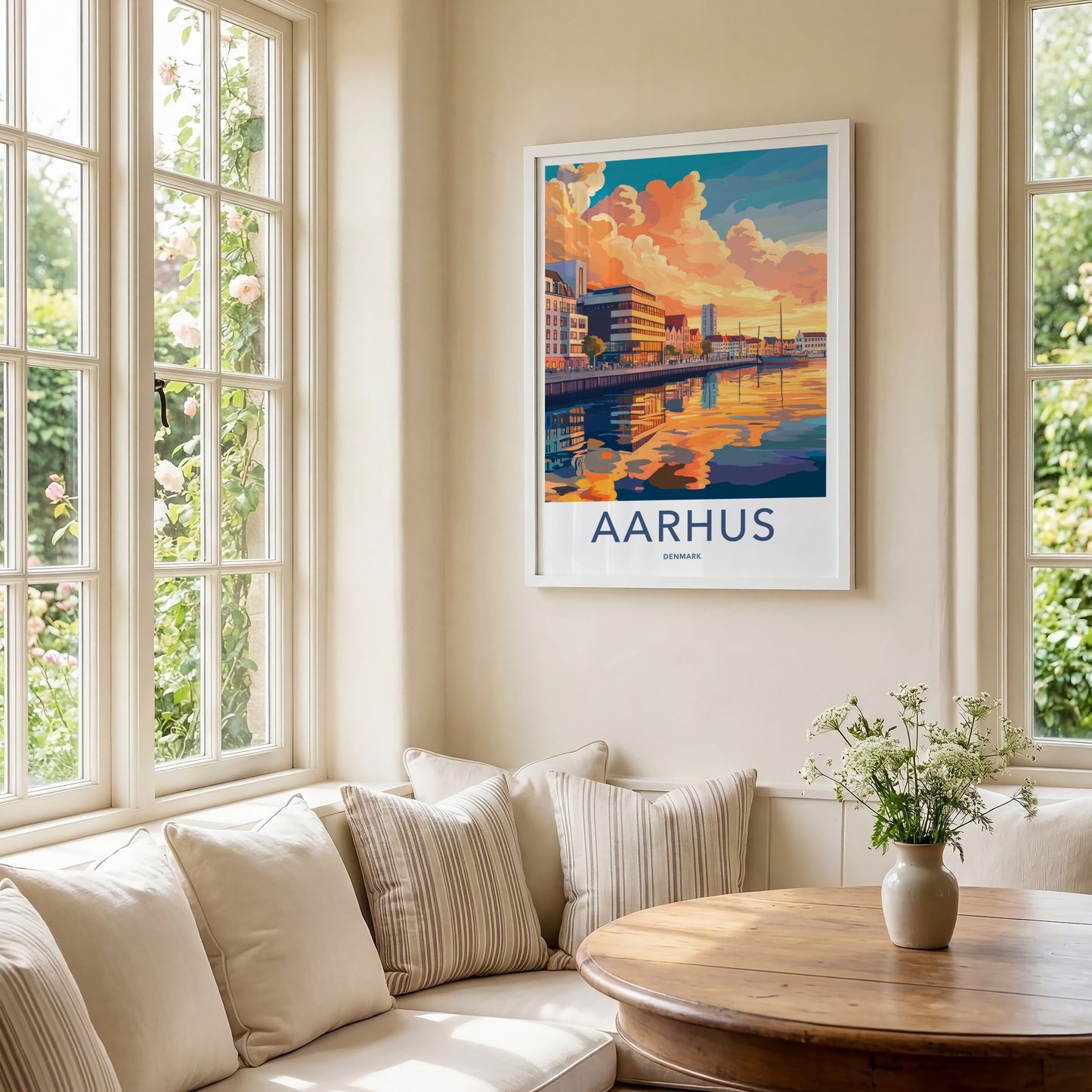 Aarhus Poster - Denmark Travel Art - Vibrant City Sunset Home Decor