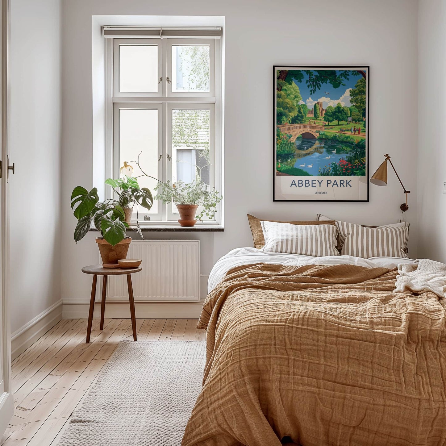 Abbey Park Poster - United Kingdom Travel Art - Stone Bridge Swans Home Decor