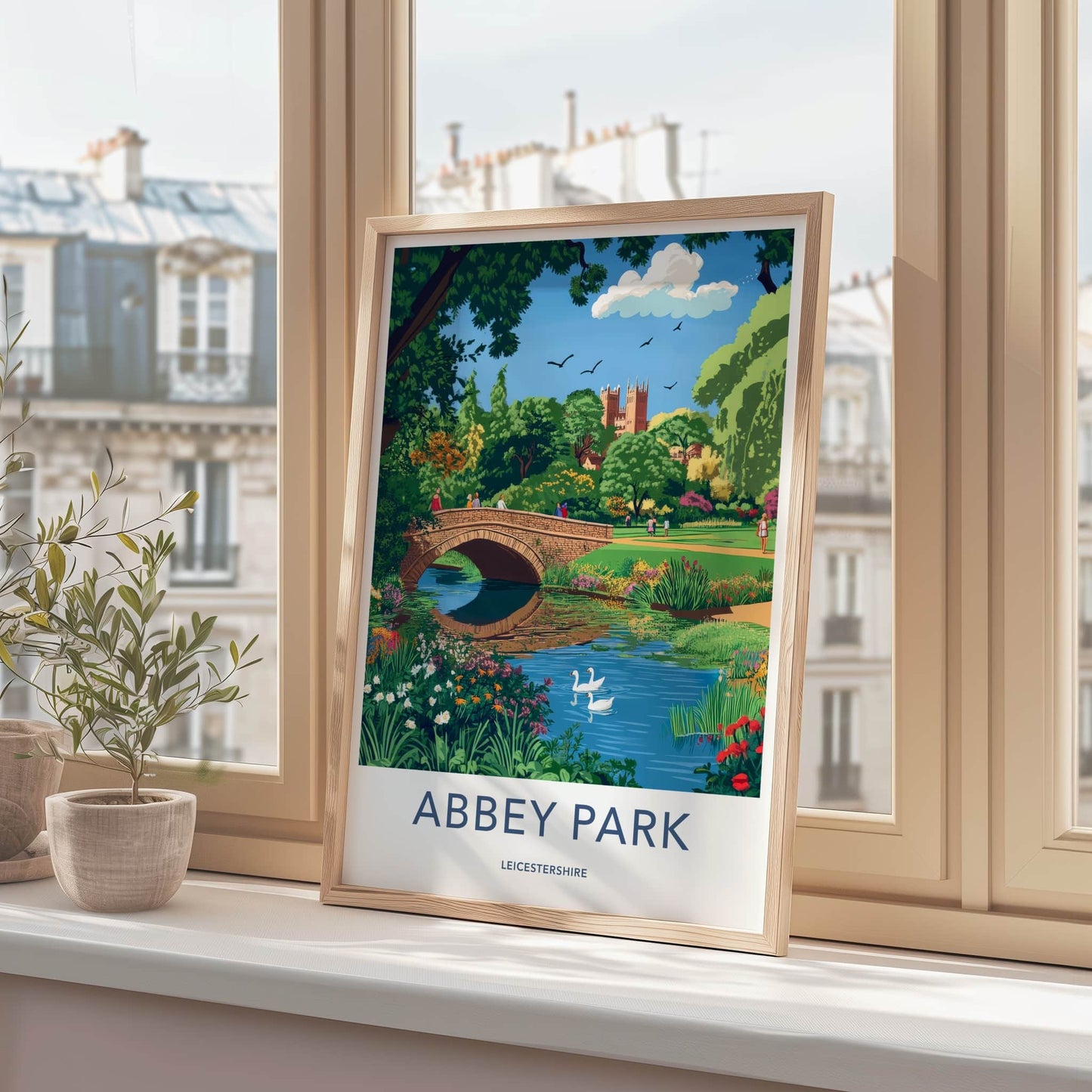 Abbey Park Poster - United Kingdom Travel Print - Historic Park Bridge Home Decor