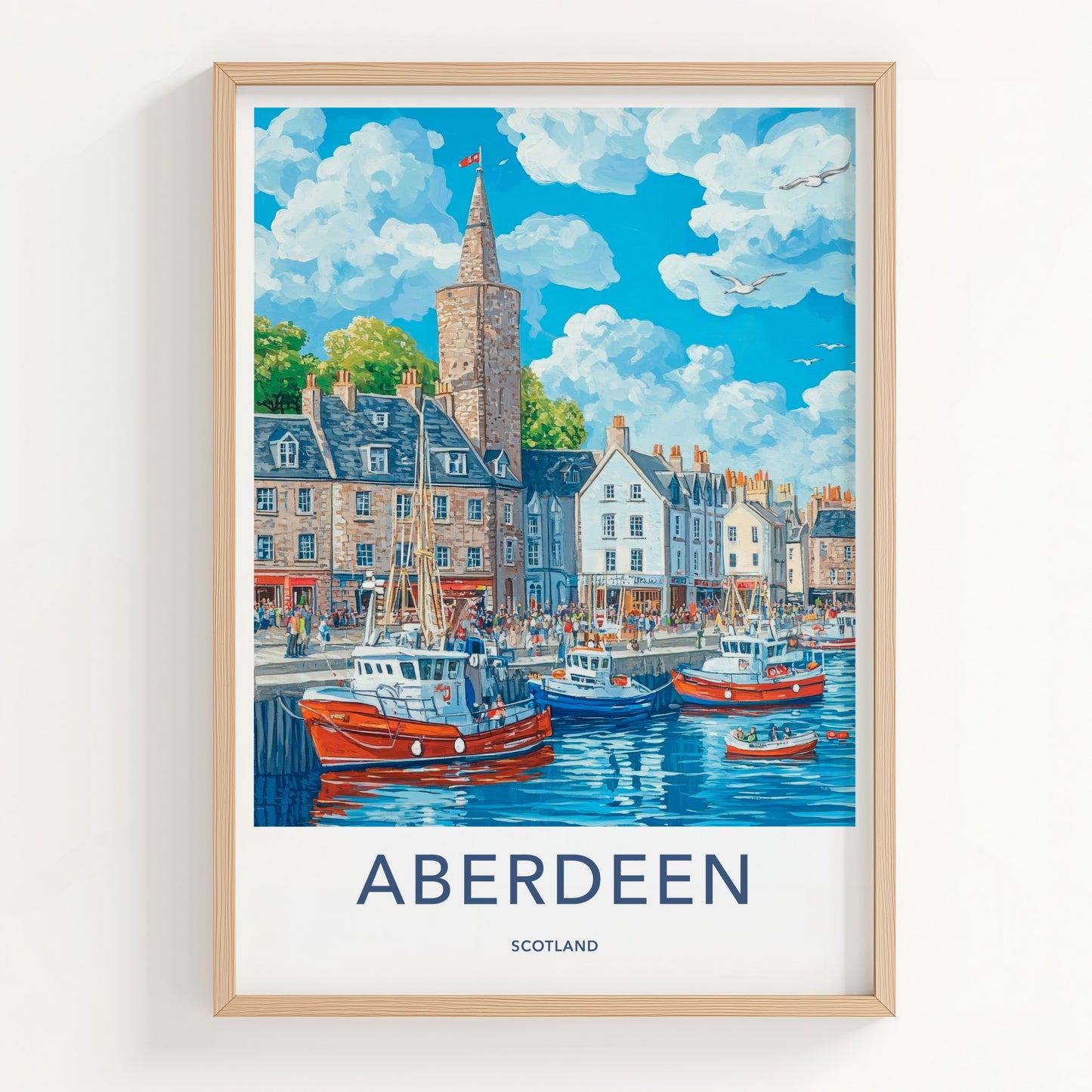 Aberdeen Poster - Scotland Framed Print - Lively Town Harbor Lounge Decor