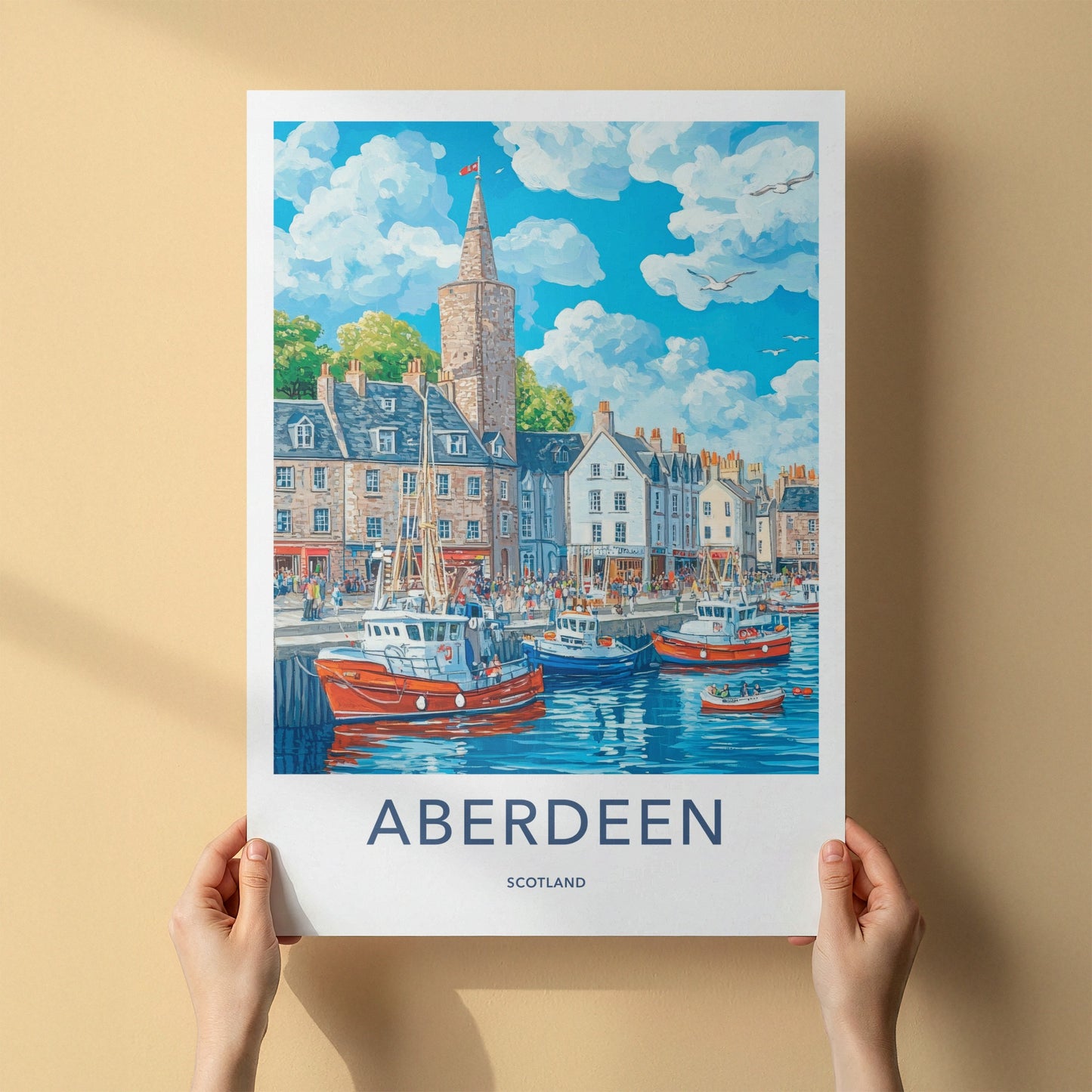 Aberdeen Poster - Scotland Framed Print - Lively Town Harbor Lounge Decor
