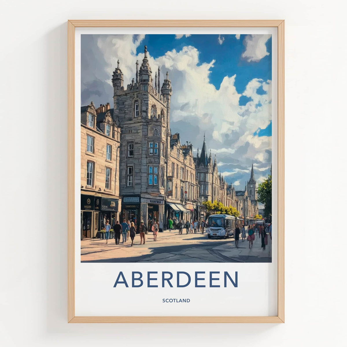 Aberdeen Poster - Scotland Travel Art - Busy Urban Street Home Decor