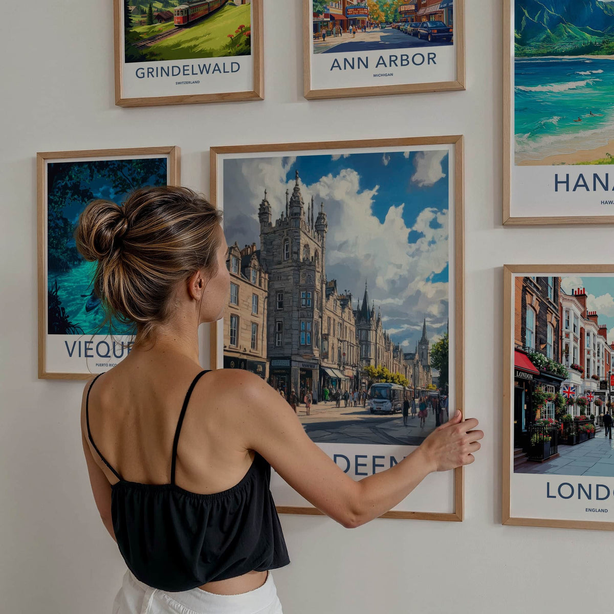 Aberdeen Poster - Scotland Travel Art - Busy Urban Street Home Decor