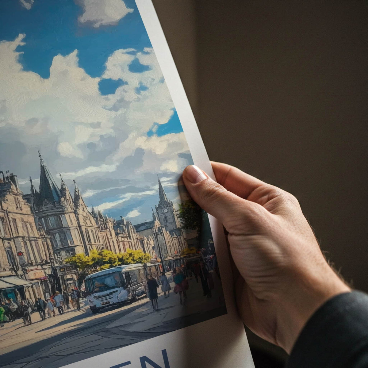 Aberdeen Poster - Scotland Travel Art - Busy Urban Street Home Decor