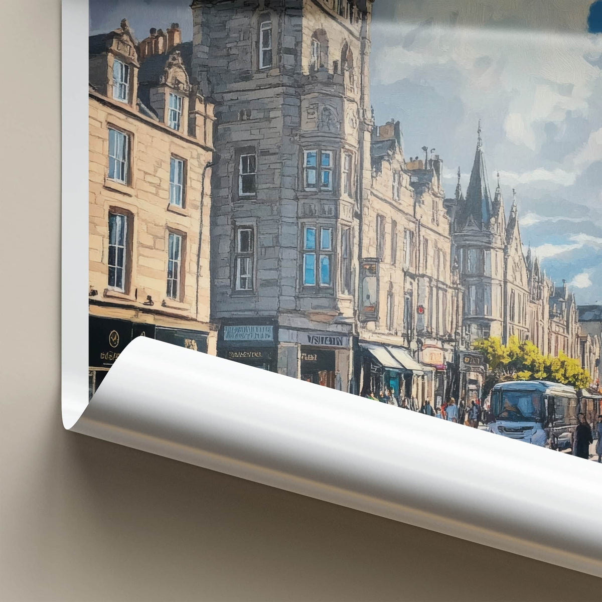 Aberdeen Poster - Scotland Travel Art - Busy Urban Street Home Decor