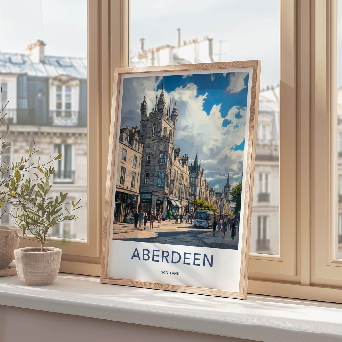 Aberdeen Poster - Scotland Travel Art - Busy Urban Street Home Decor