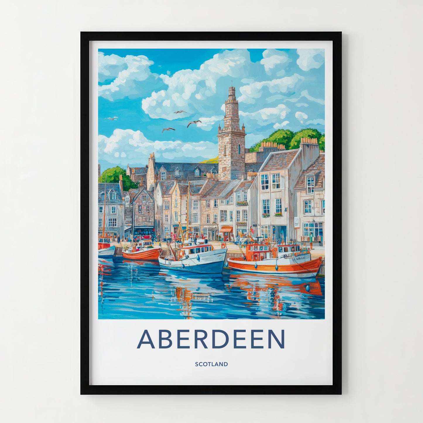 Aberdeen Poster - Scotland Travel Art - Historic Harbor Town Home Decor