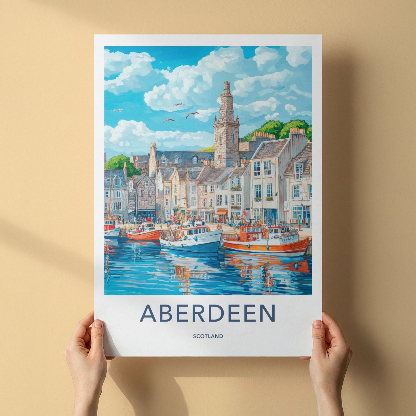 Aberdeen Poster - Scotland Travel Art - Historic Harbor Town Home Decor
