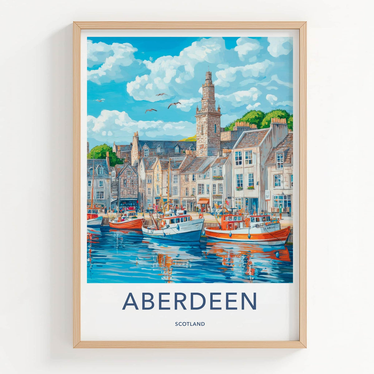 Aberdeen Poster - Scotland Travel Art - Historic Harbor Town Home Decor