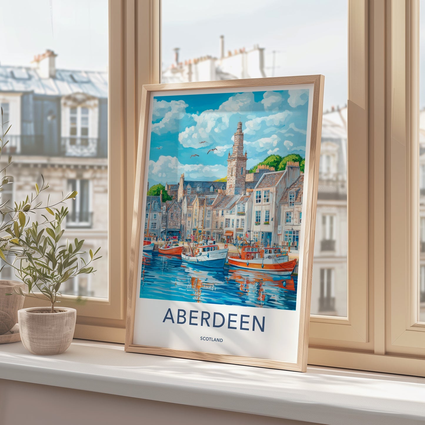 Aberdeen Poster - Scotland Travel Art - Historic Harbor Town Home Decor