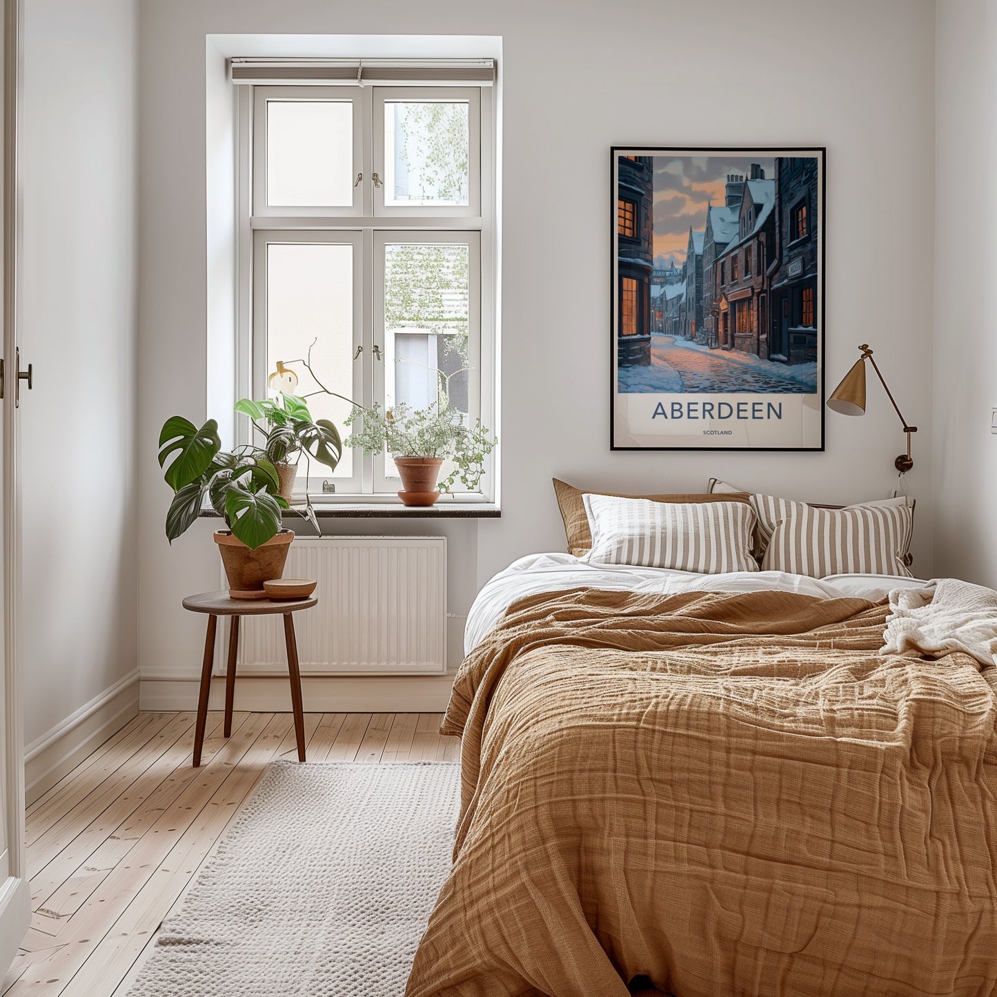 Aberdeen Poster - Scotland Travel Art - Snowy City Evening Home Decor