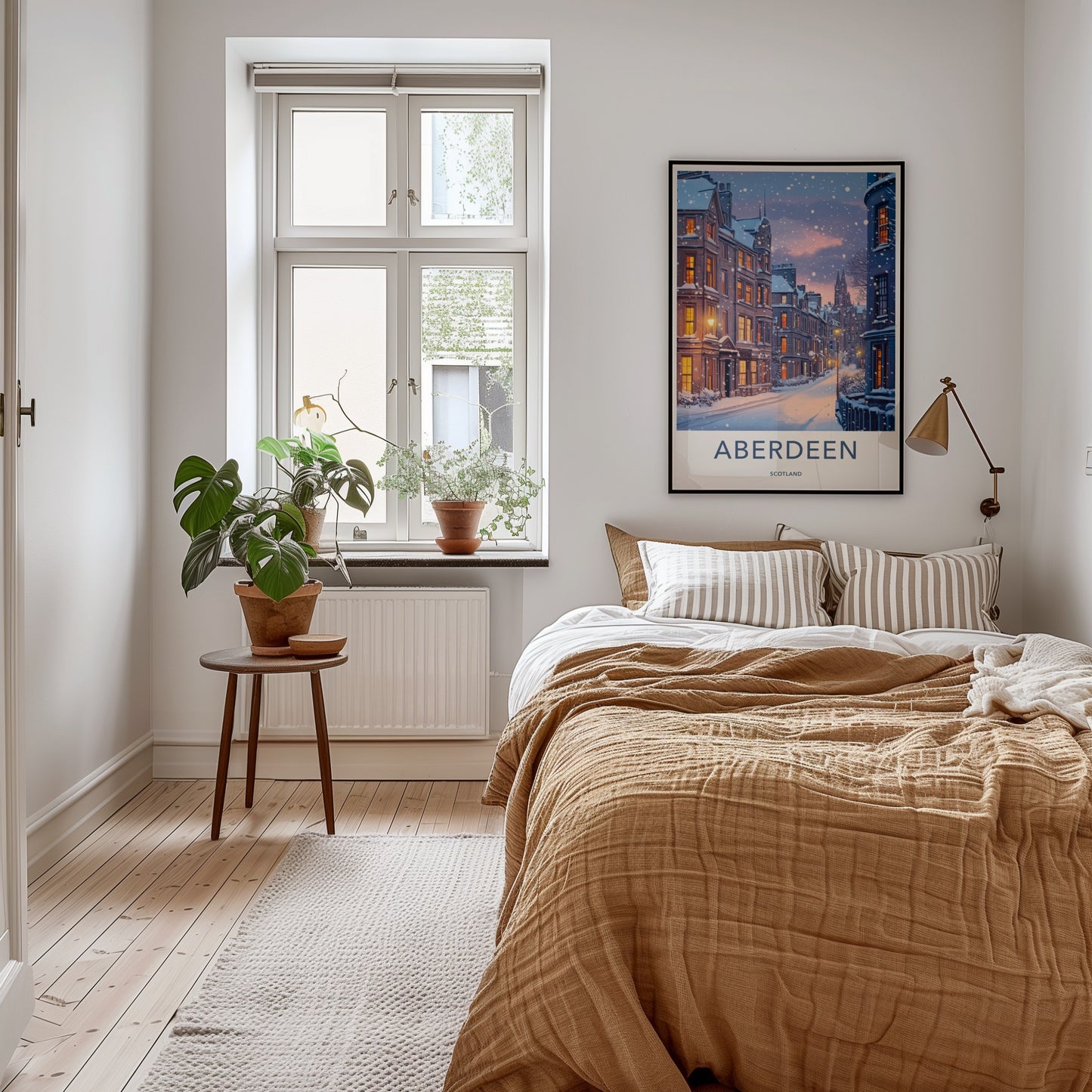 Aberdeen Poster - Scotland Travel Art - Snowy City Street Home Decor