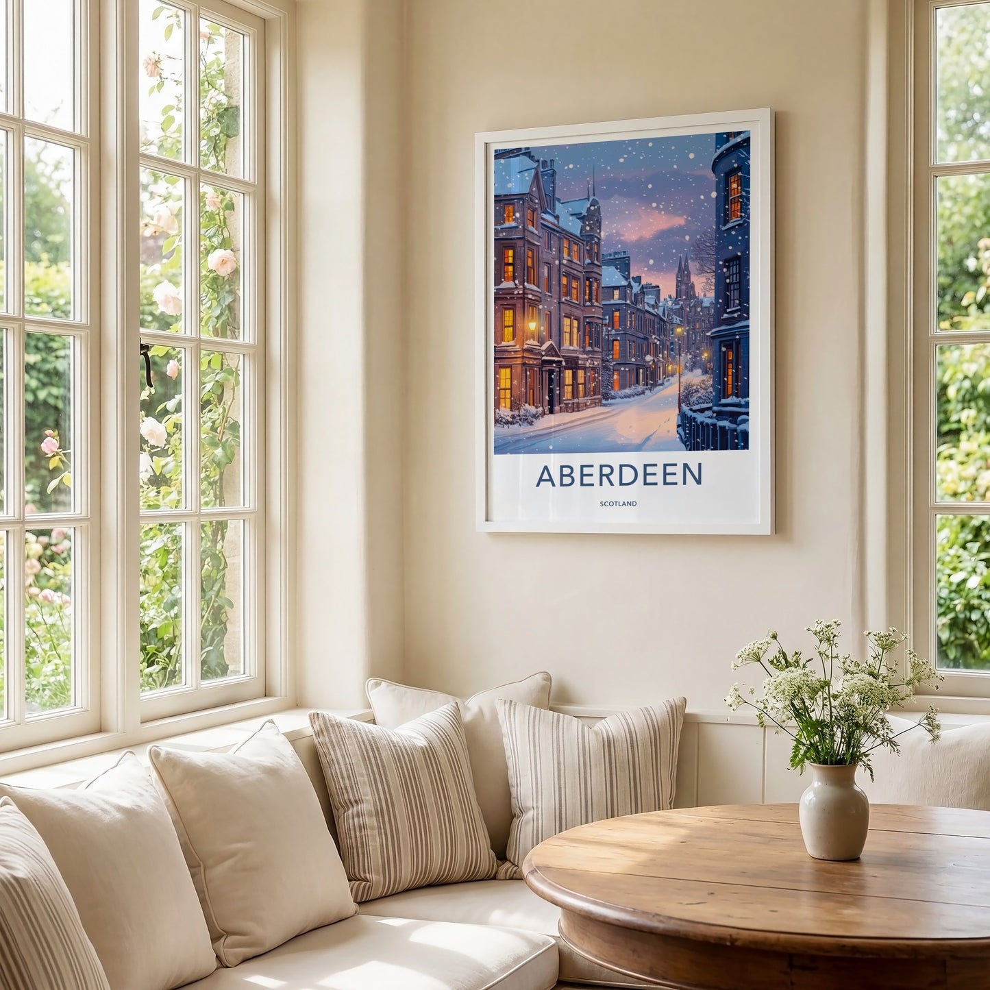 Aberdeen Poster - Scotland Travel Art - Snowy City Street Home Decor