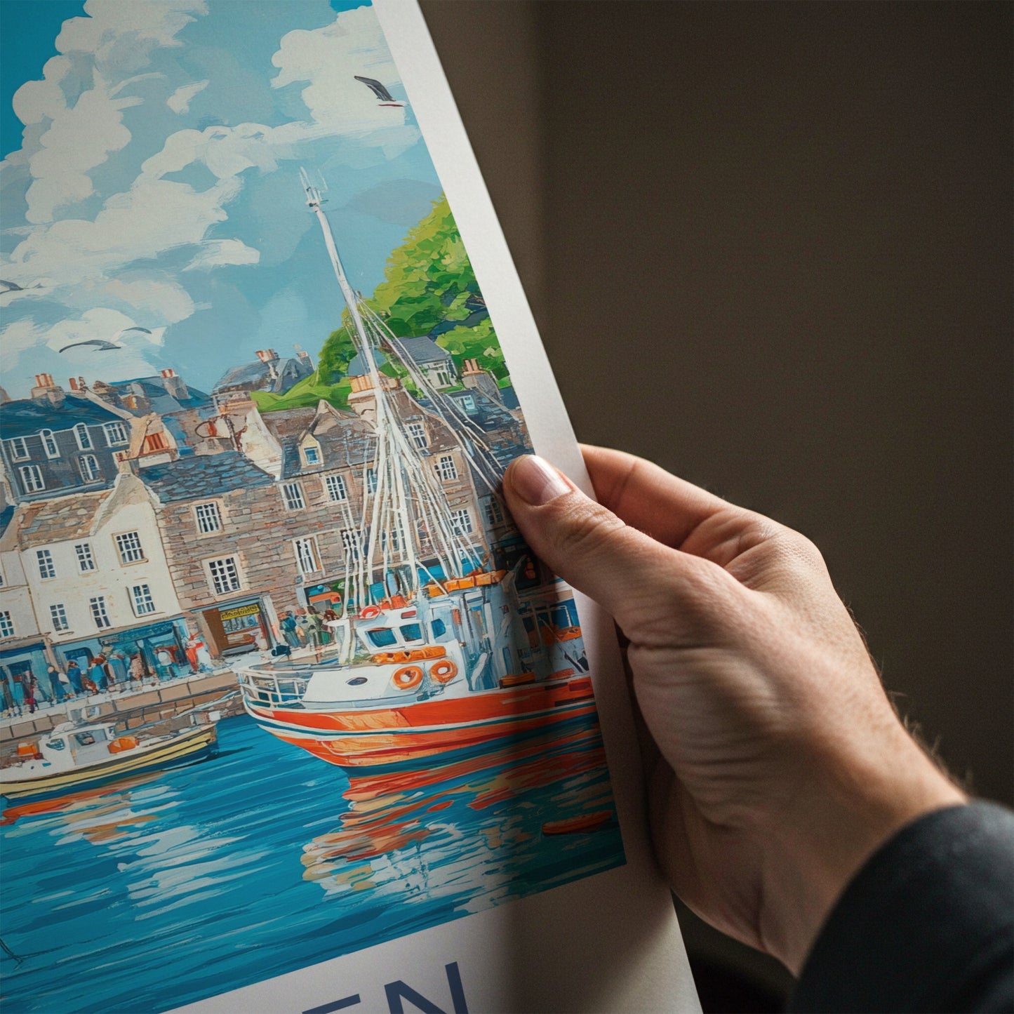 Aberdeen Poster - Scotland Wall Art - Historic Harbor Boats Home Decor