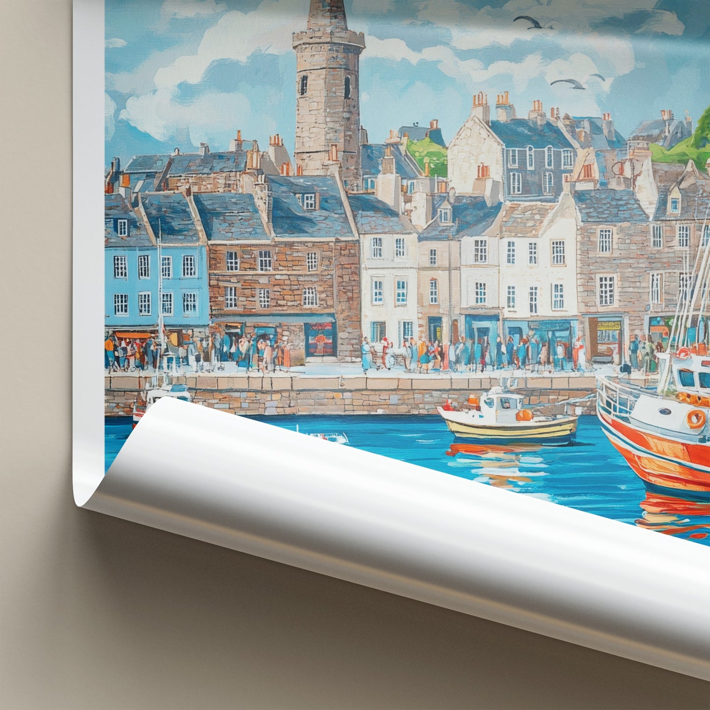 Aberdeen Poster - Scotland Wall Art - Historic Harbor Boats Home Decor