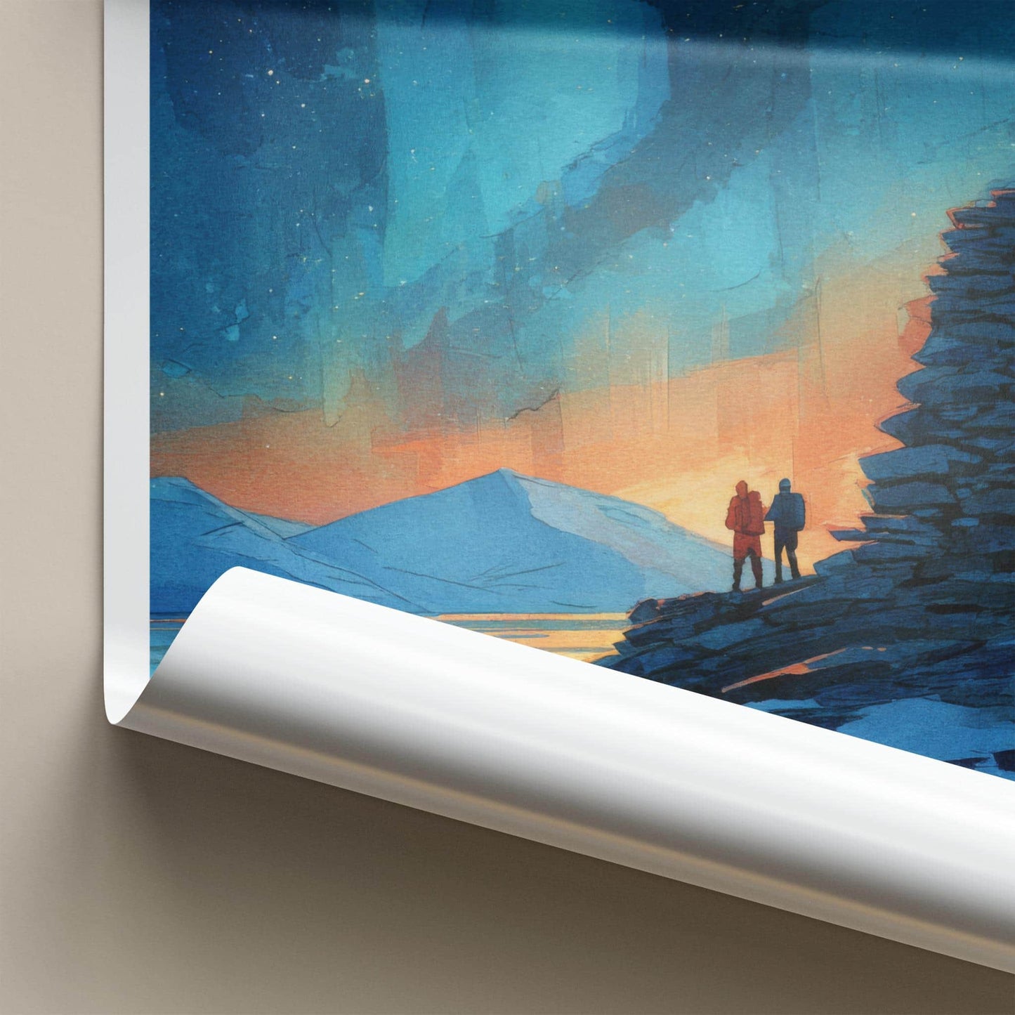 Abisko Poster - Sweden Travel Illustration - Arctic starlight Home Decor