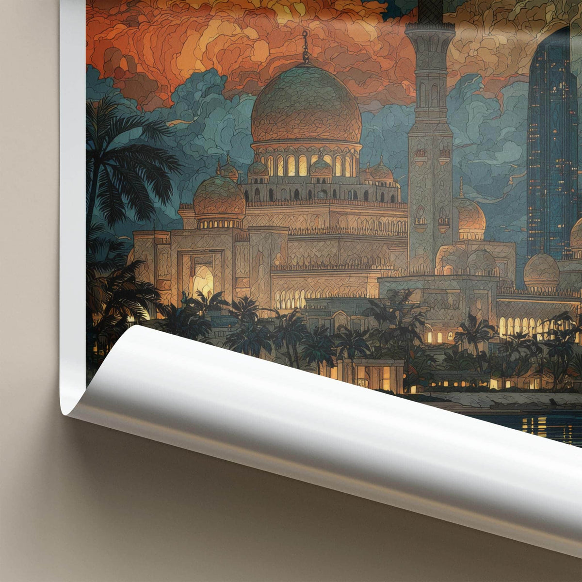 Abu Dhabi Poster - United Arab Emirates Travel Art - Luminous Cityscape Wall Decor