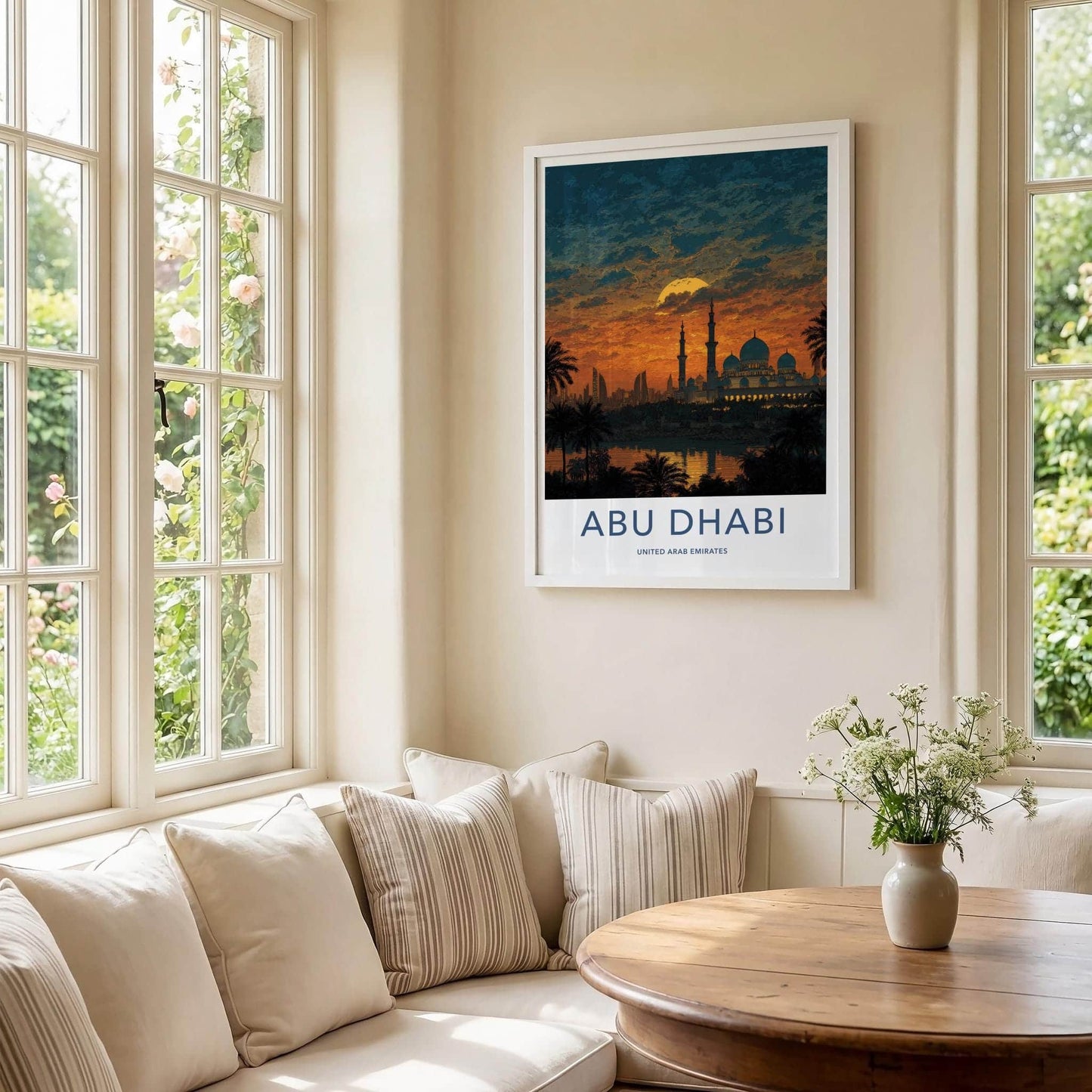 Abu Dhabi Poster - United Arab Emirates Wall Art - Mosque Sunset Gift
