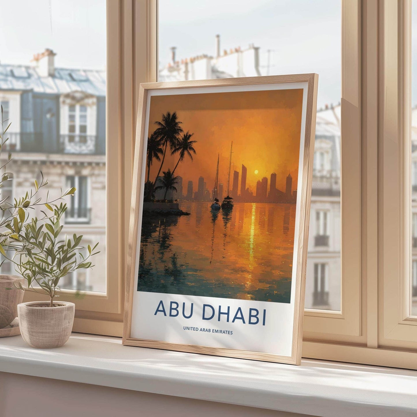 Abu Dhabi Poster - United Arab Emirates Wall Art - Sunset Cityscape Home Decor