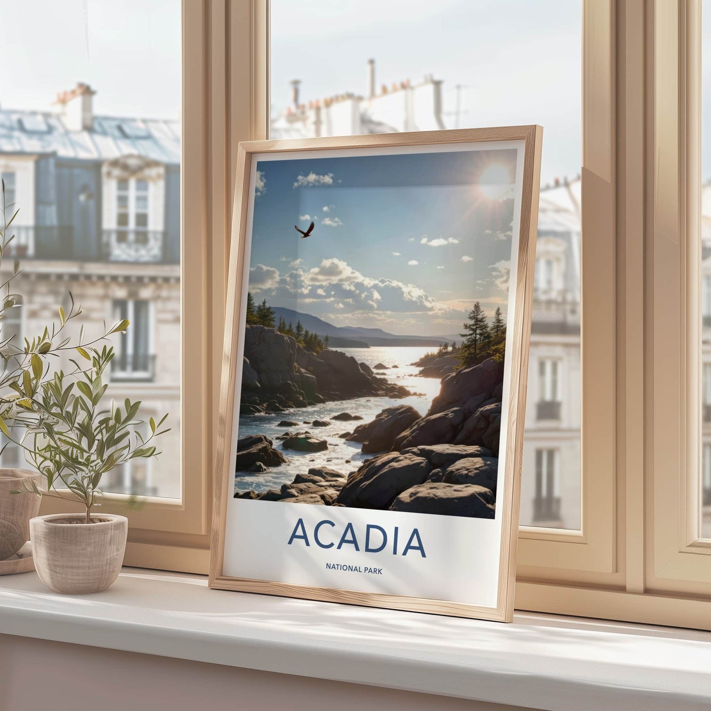Acadia National Park Poster - Maine Travel Art - Flying Eagle Coastline Home Decor