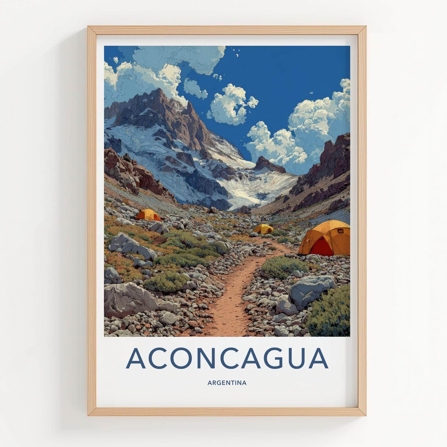 Aconcagua Poster - Argentina Scenic Art - High altitude trail Home Decor