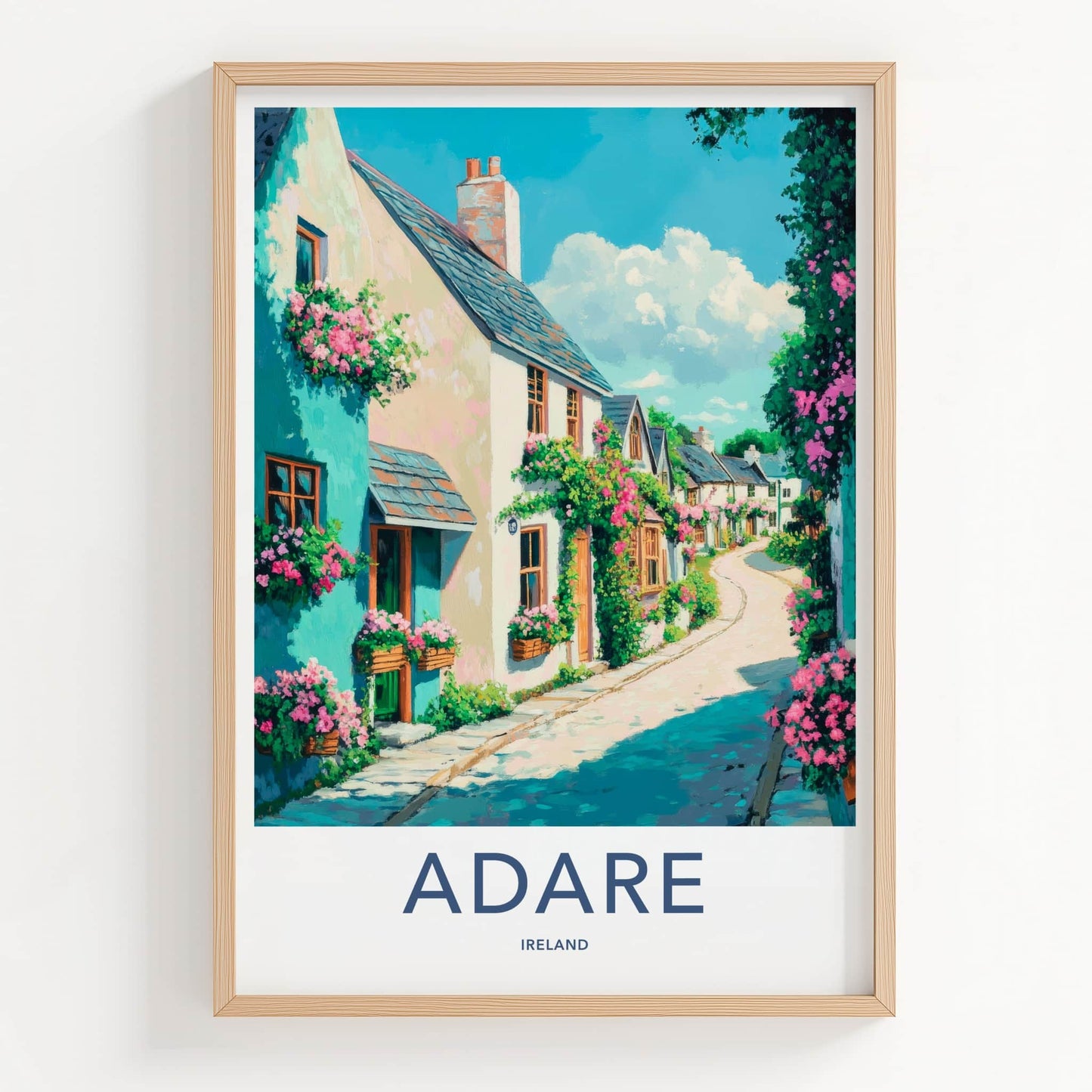 Adare Poster - Ireland Framed Art - Charming Flower Street Gallery Art