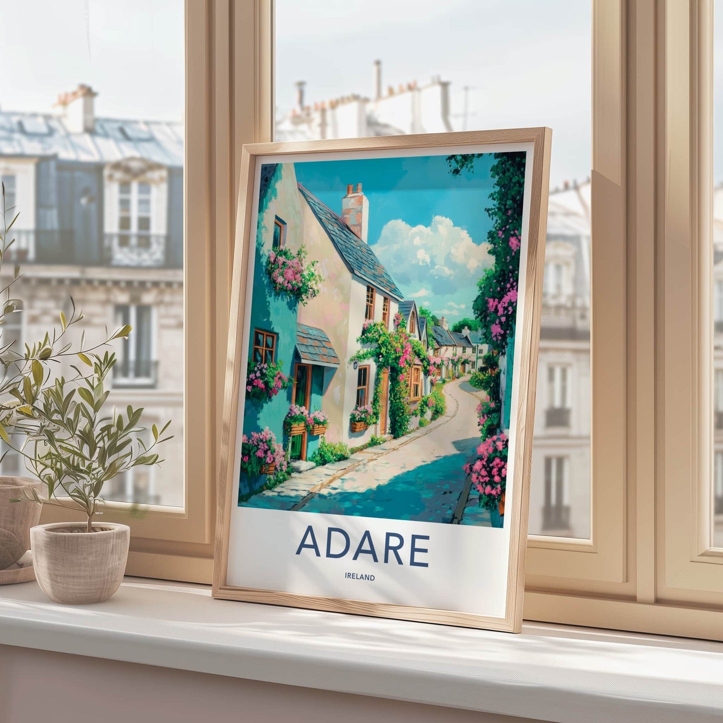 Adare Poster - Ireland Framed Art - Charming Flower Street Gallery Art