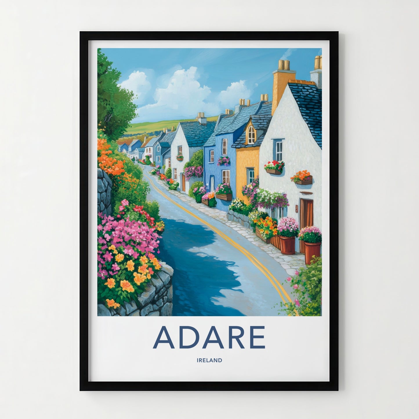 Adare Poster - Ireland Travel Art - Colorful Village Street Home Decor