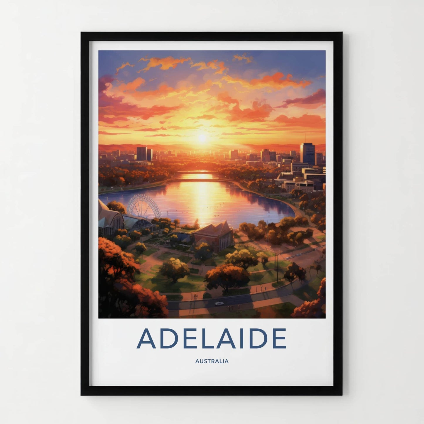 Adelaide Poster - Australia Framed Print - Reflecting Lake City Gallery Art