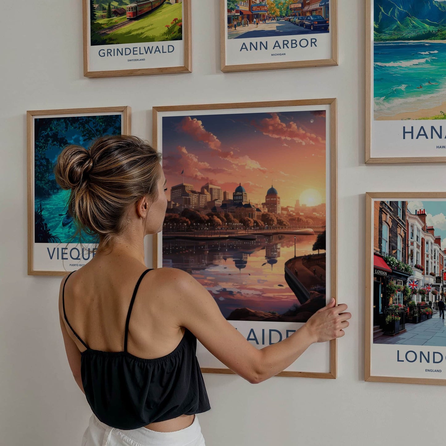 Adelaide Poster - Australia Travel Art - City Sunset Reflection Home Decor