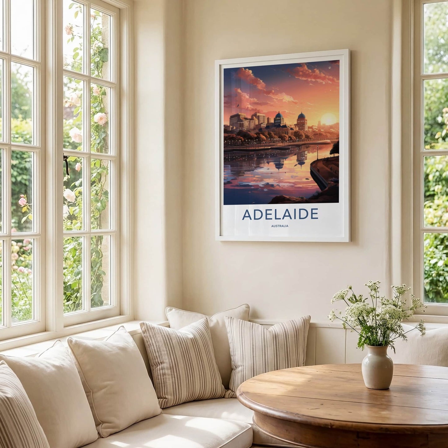 Adelaide Poster - Australia Travel Art - City Sunset Reflection Home Decor