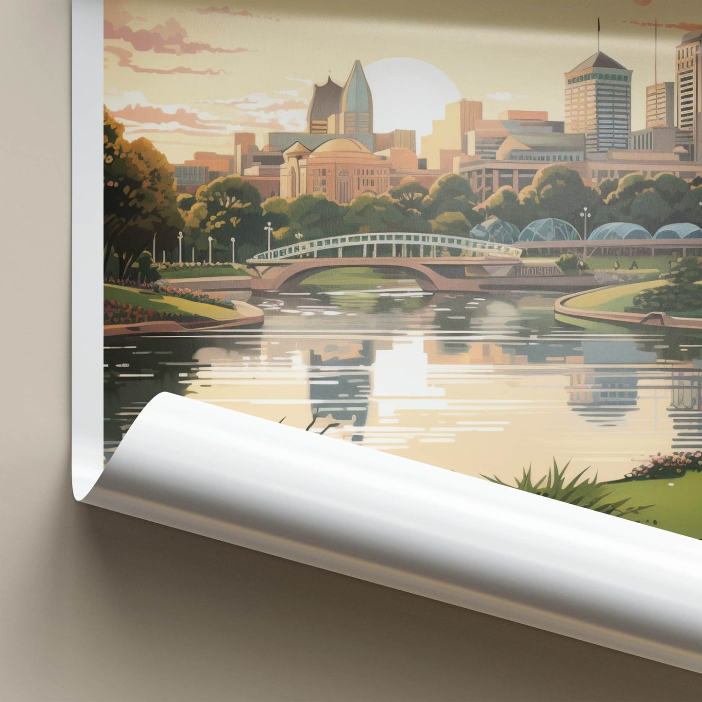 Adelaide Poster - Australia Wall Art - City River Sunset Home Decor