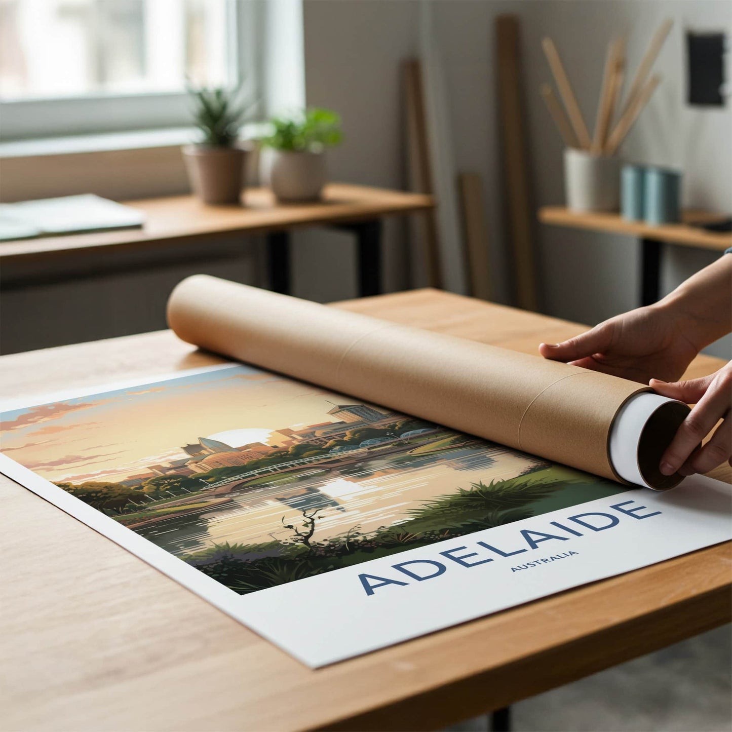 Adelaide Poster - Australia Wall Art - City River Sunset Home Decor