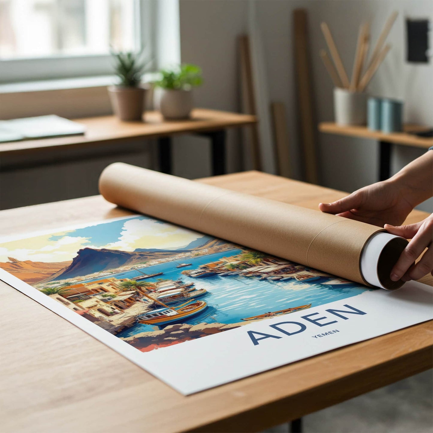 Aden Poster - Yemen Travel Art - Vibrant Boats Harbor Home Decor