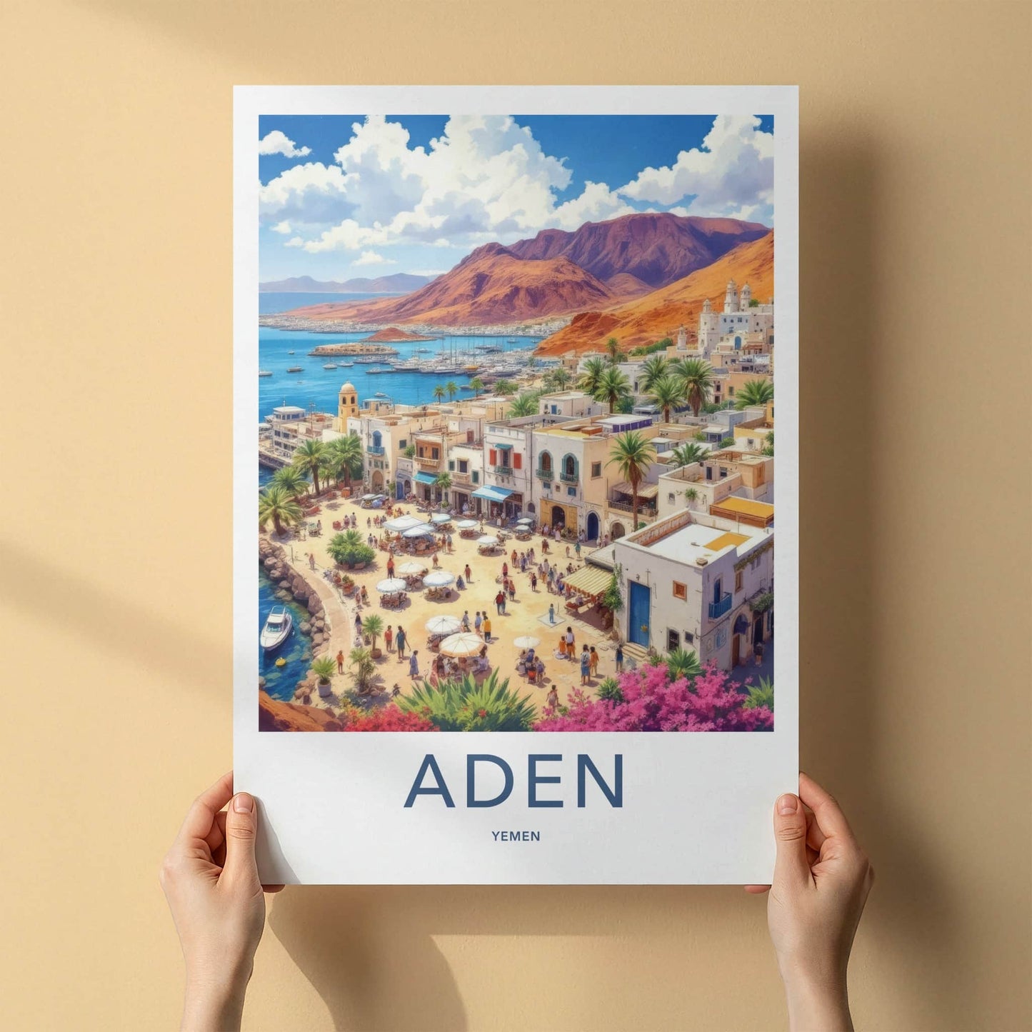 Aden Poster - Yemen Travel Art - Vibrant Coastal Town Home Decor