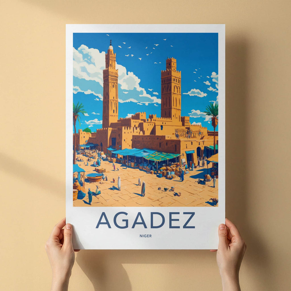 Agadez Poster - Niger Travel Art - Ancient City Market Wall Decor