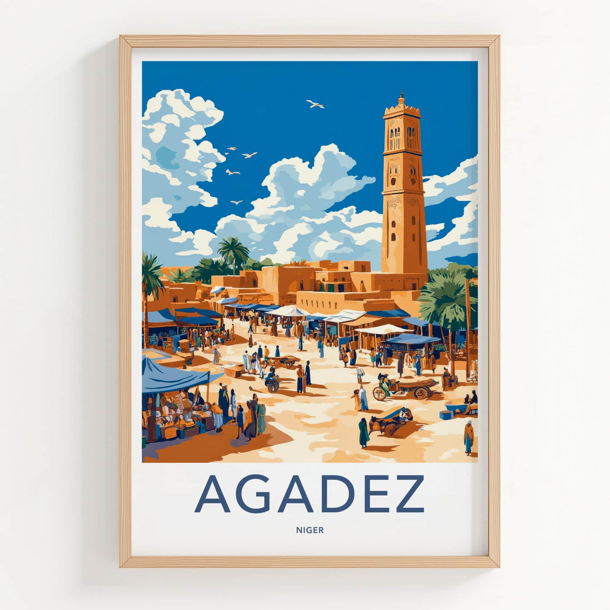 Agadez Poster - Niger Travel Art - Bustling Desert Market Wall Decor