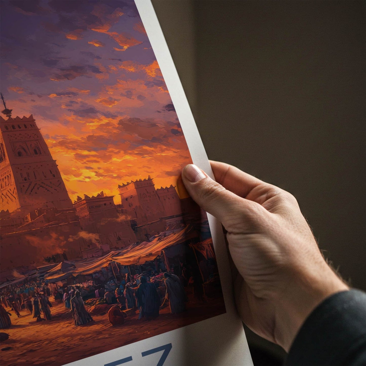 Agadez Poster - Niger Travel Art - Desert Market Sunset Home Decor