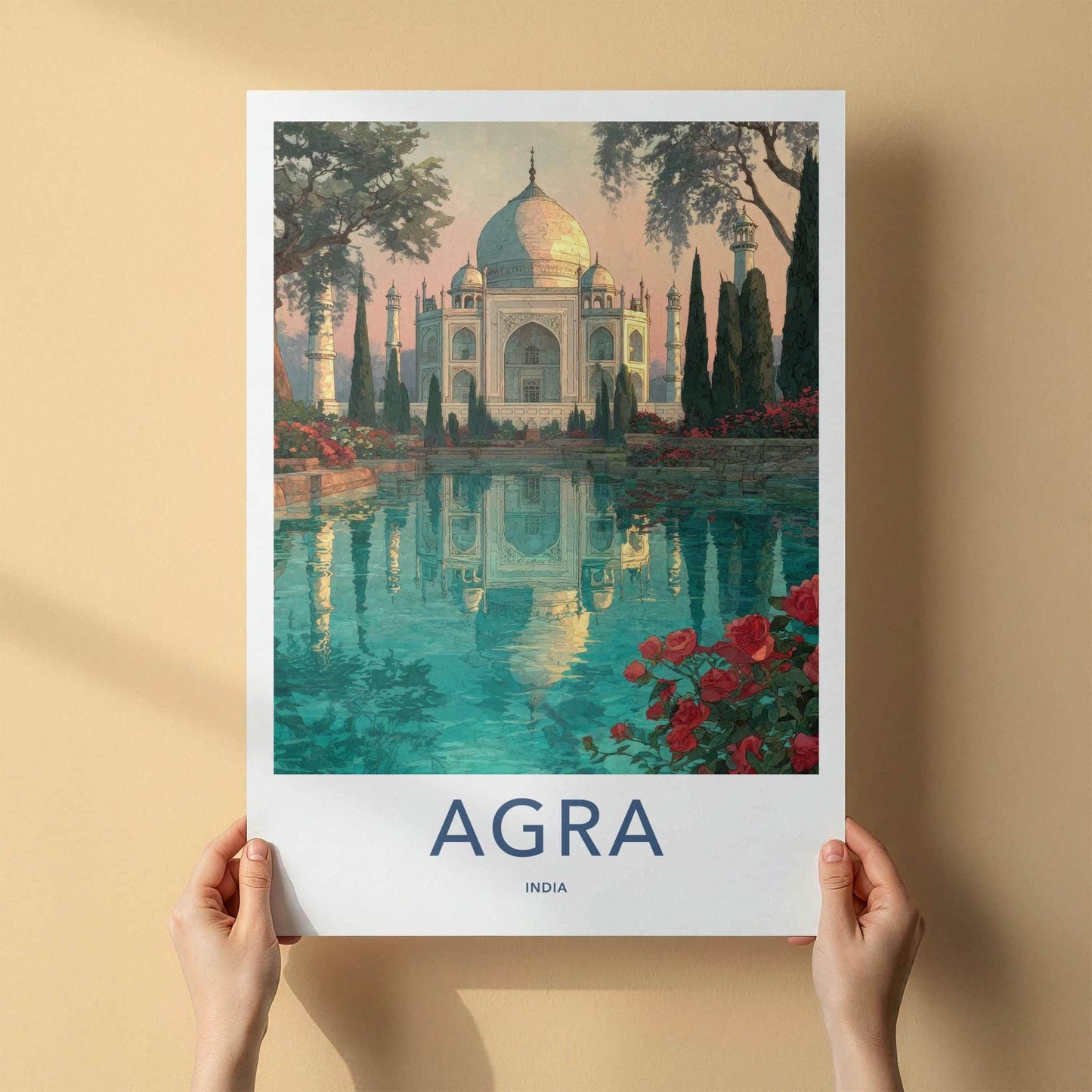 Agra Poster - India Travel Art - Serene Reflection Wall Decor