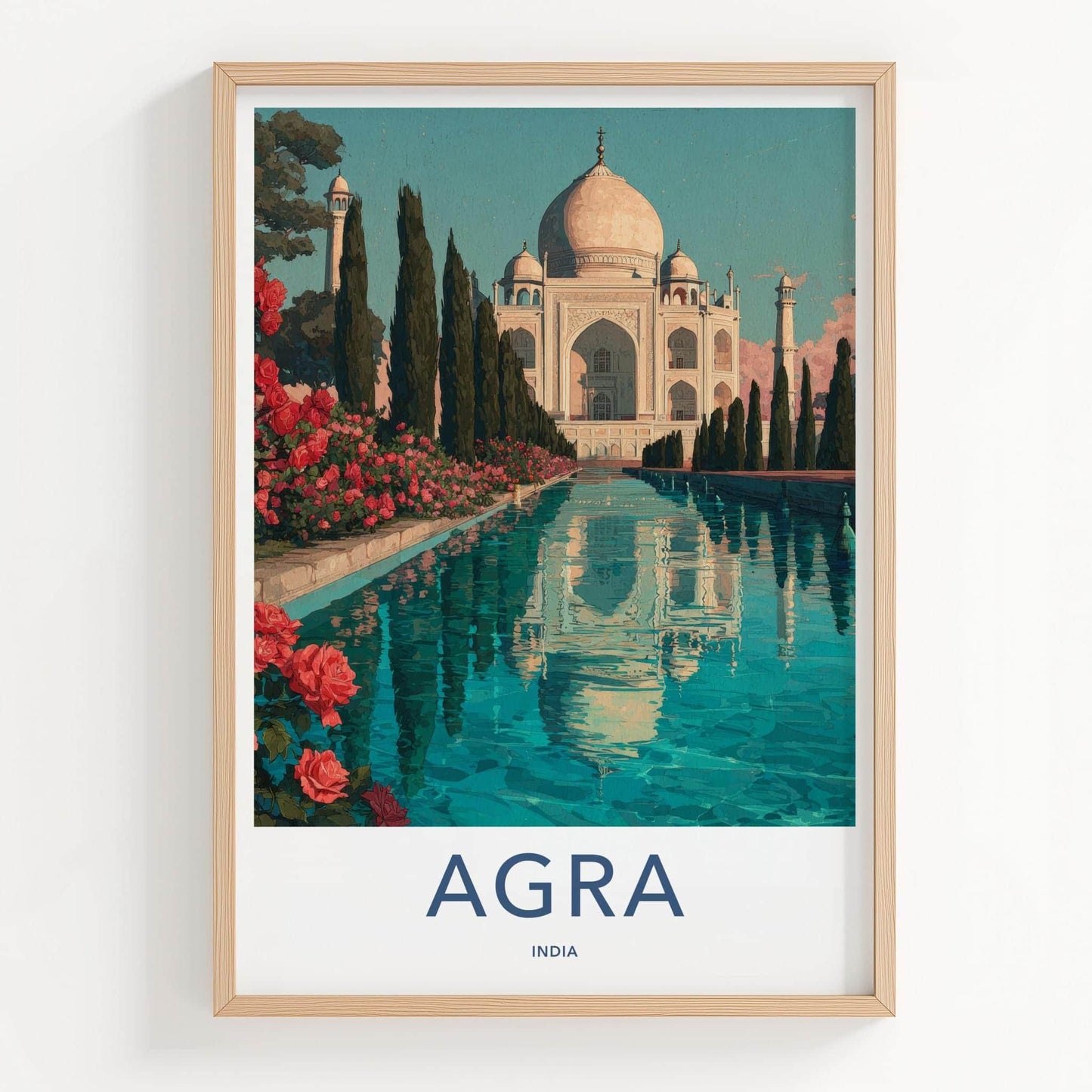 Agra Poster - India Travel Art - Taj Mahal Home Decor