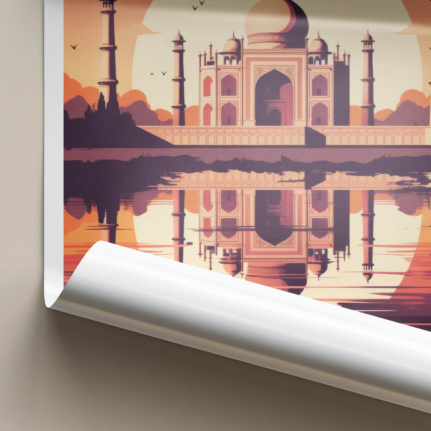 Agra Poster - India Travel Art - Uttar Pradesh Sunset Taj Mahal Home Decor