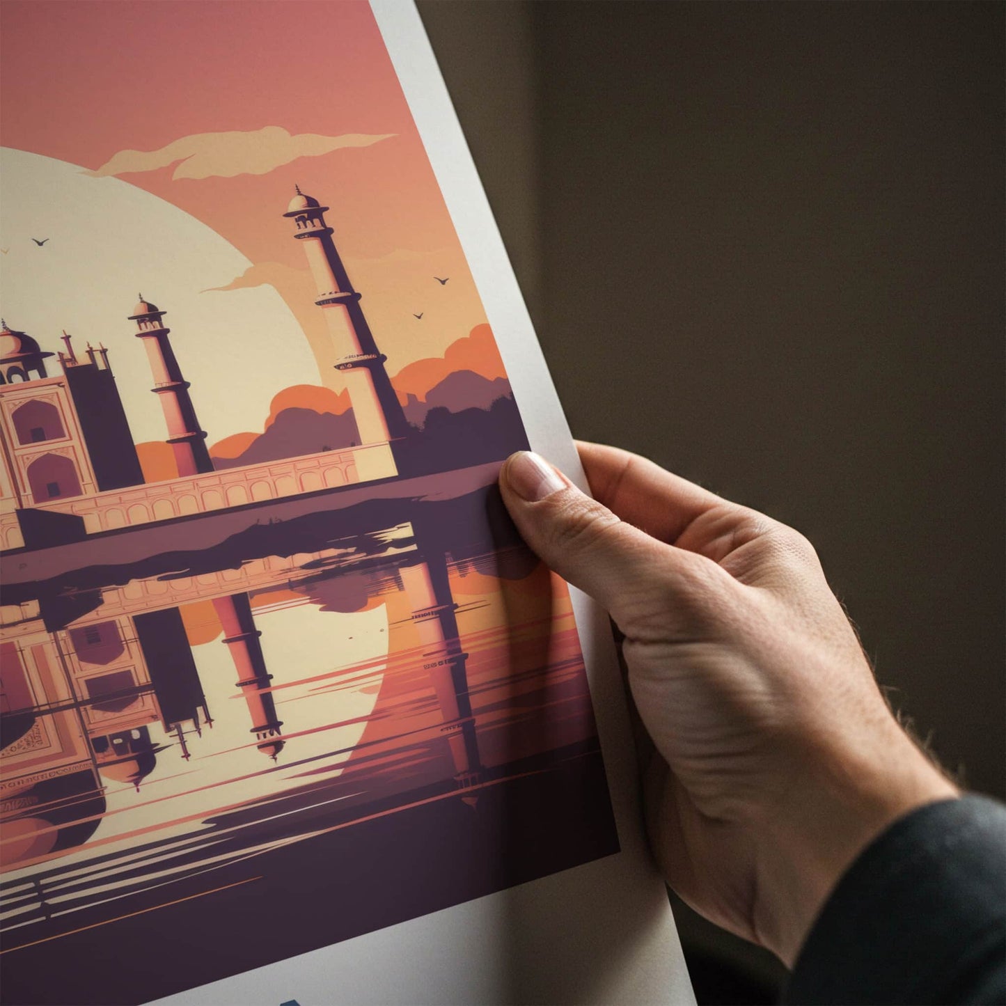Agra Poster - India Travel Art - Uttar Pradesh Sunset Taj Mahal Home Decor