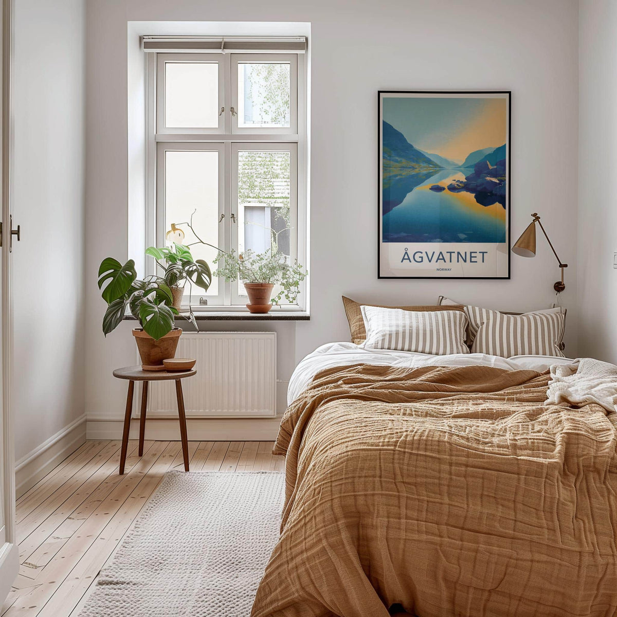 Agvatnet Poster - Norway Travel Art - Mountain lake reflection Home Decor