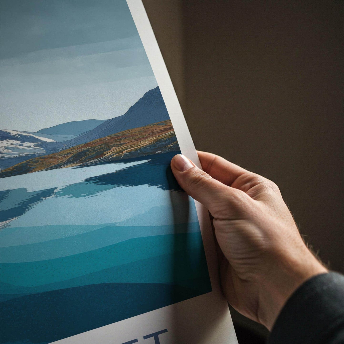 Agvatnet Poster - Norway Travel Print - Layered Lake Mountain Wall Decor