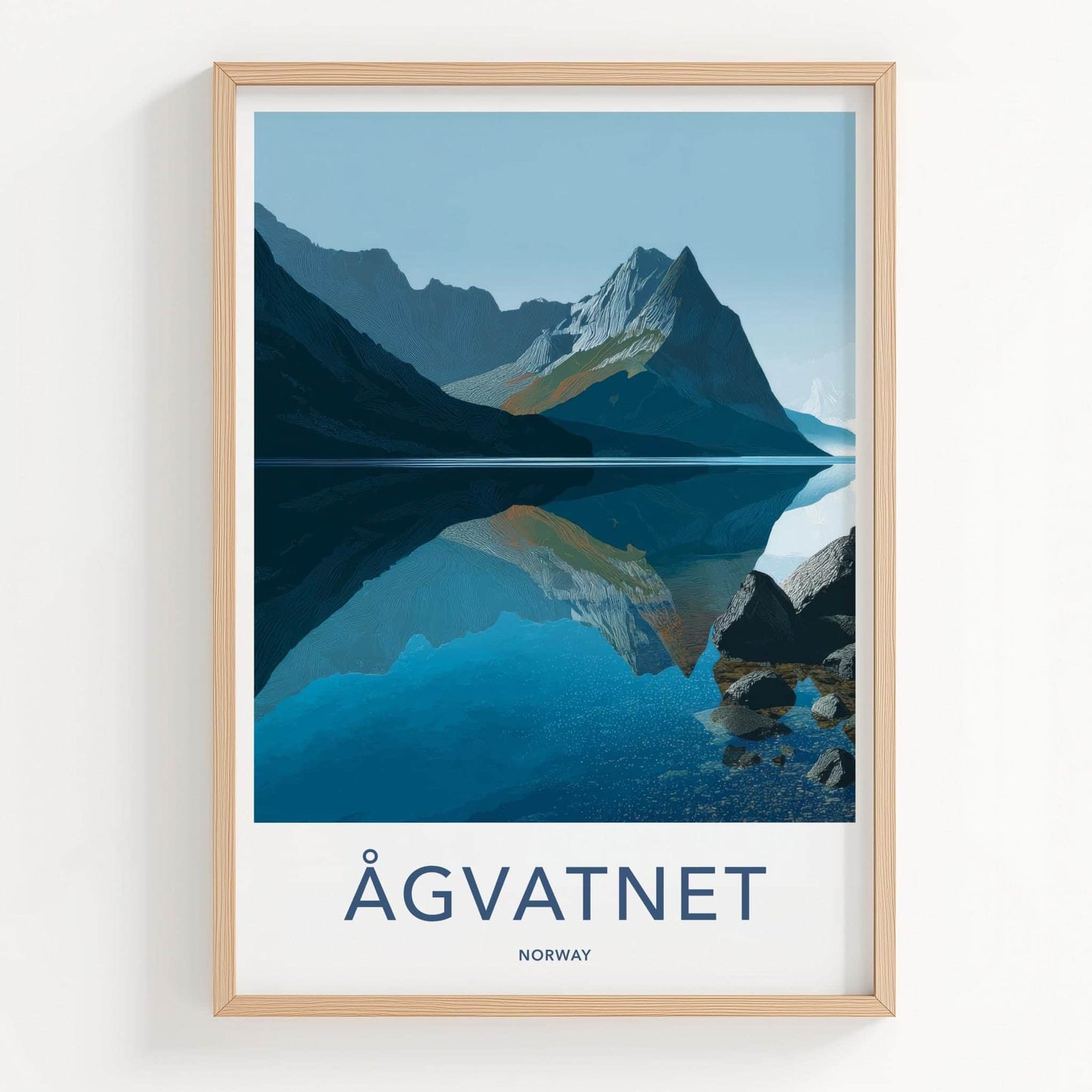 Agvatnet Poster - Norway Wall Art - Mountain Lake Reflection Home Decor