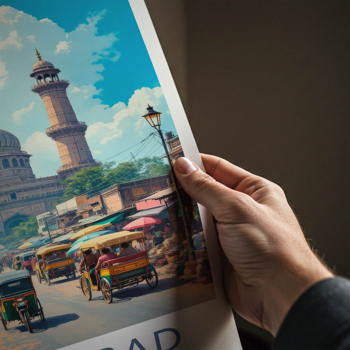 Ahmedabad Poster - India Wall Art - Gujarat Bustling market scene Home Decor