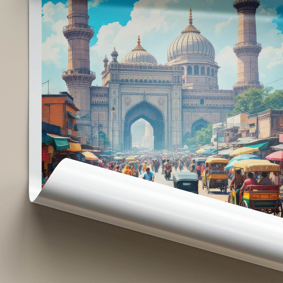 Ahmedabad Poster - India Wall Art - Gujarat Bustling market scene Home Decor