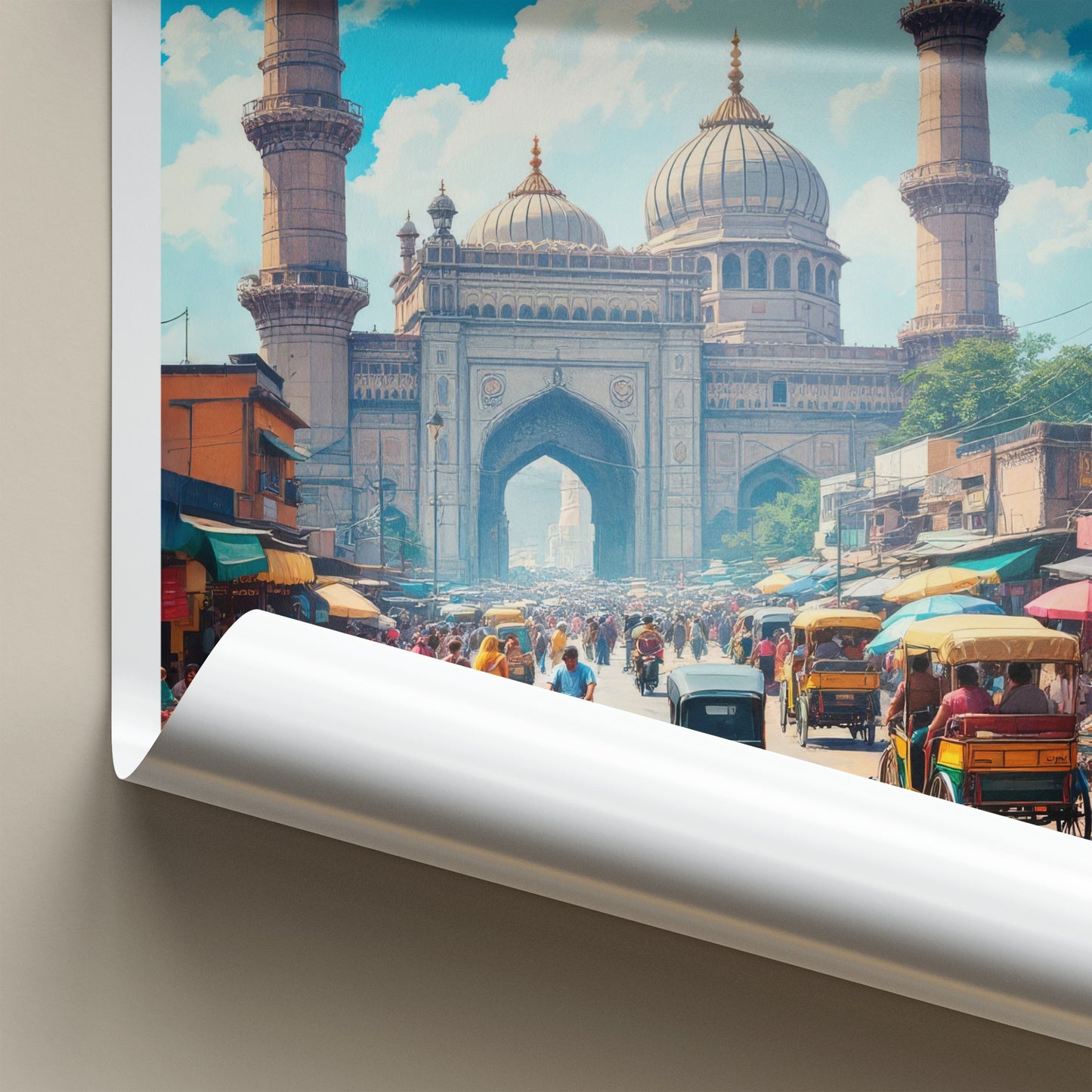Ahmedabad Poster - India Wall Art - Gujarat Bustling market scene Home Decor